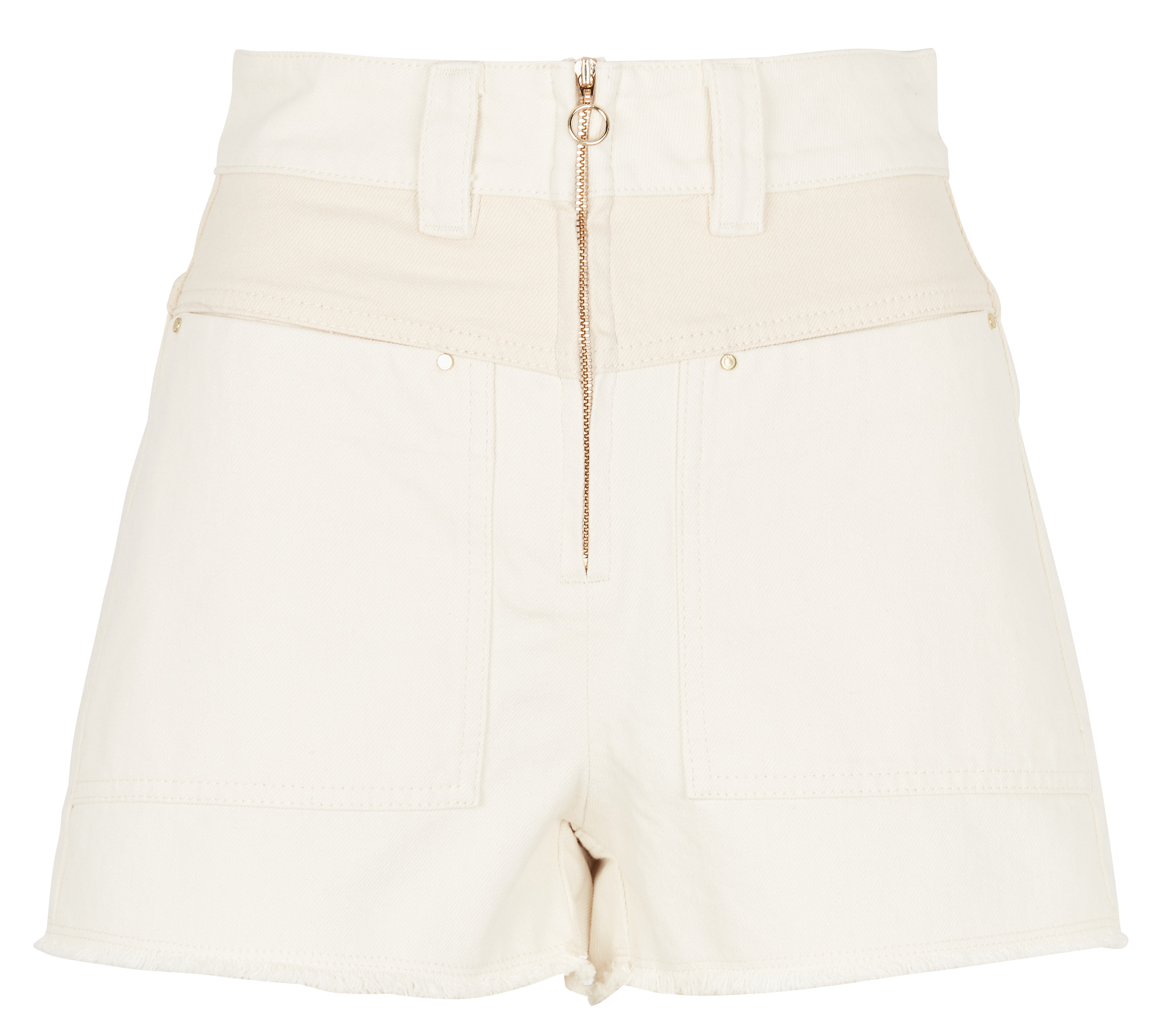 CDAVID - Short droit en denim de coton| Beige