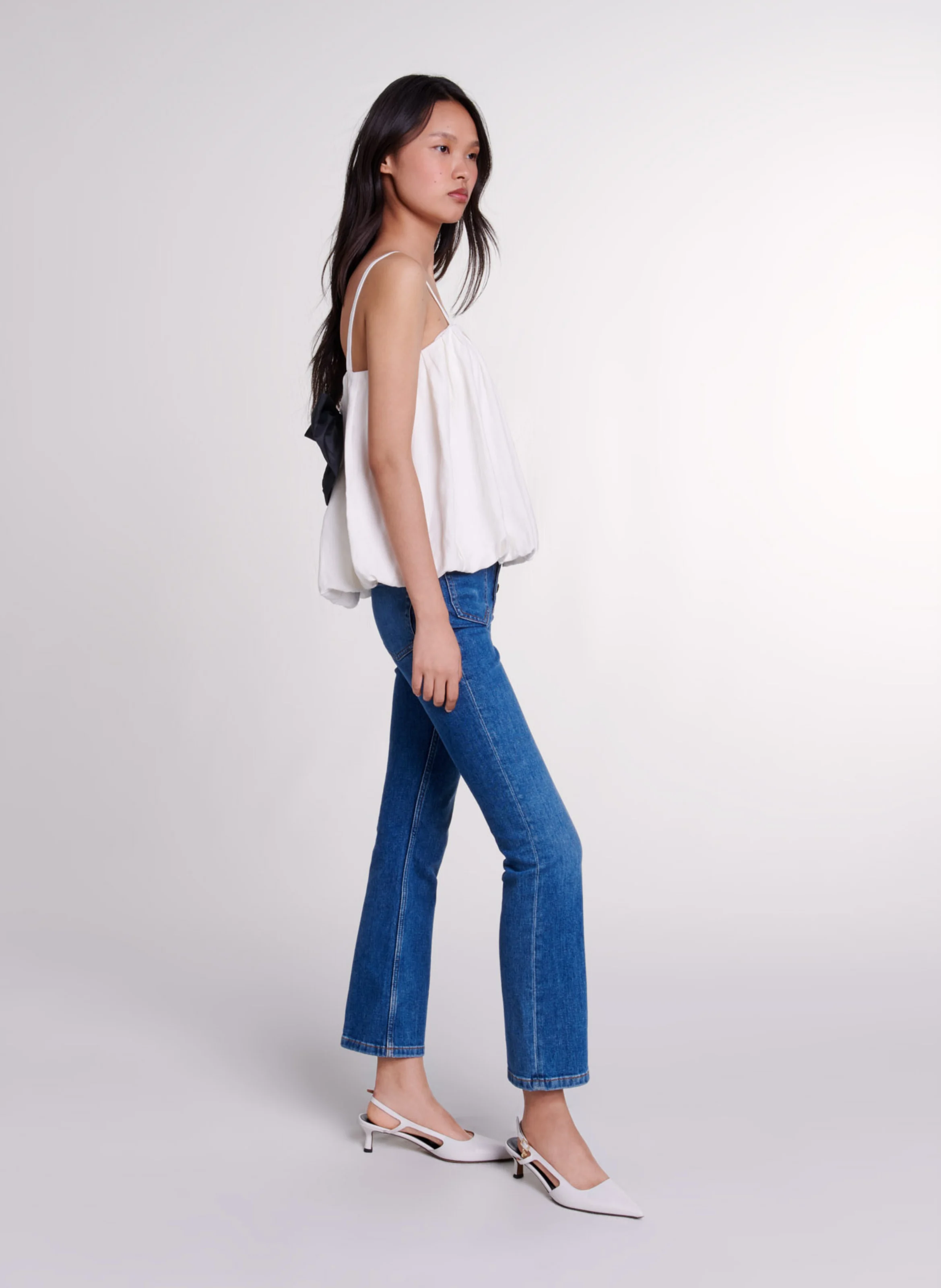 Top ample à col carré | Blanc