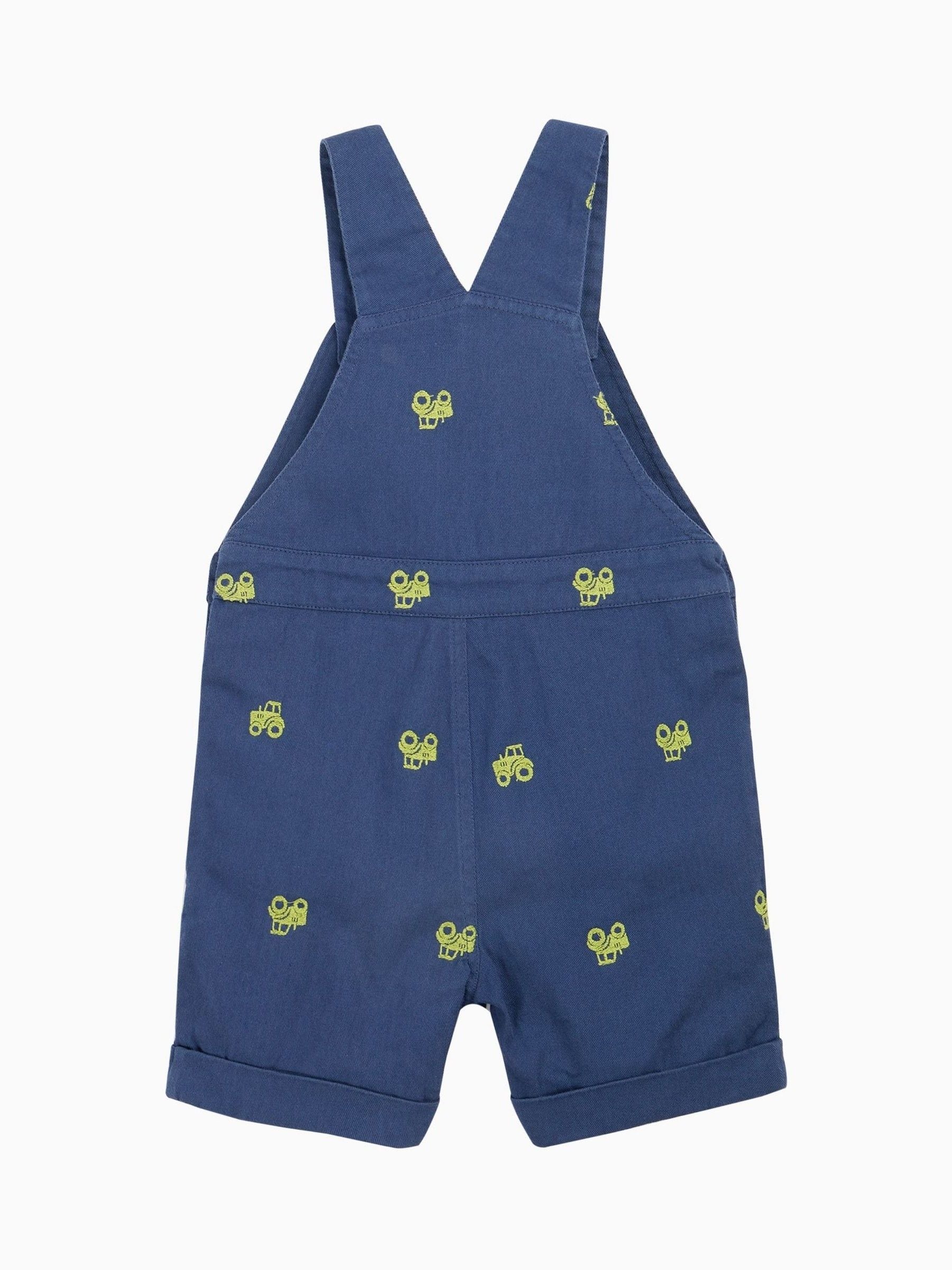 Frugi Blauwe Elio korte bretelbroeken