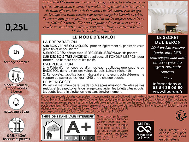 Badigeon meubles, poutres et boiseries Libéron gris 250ml