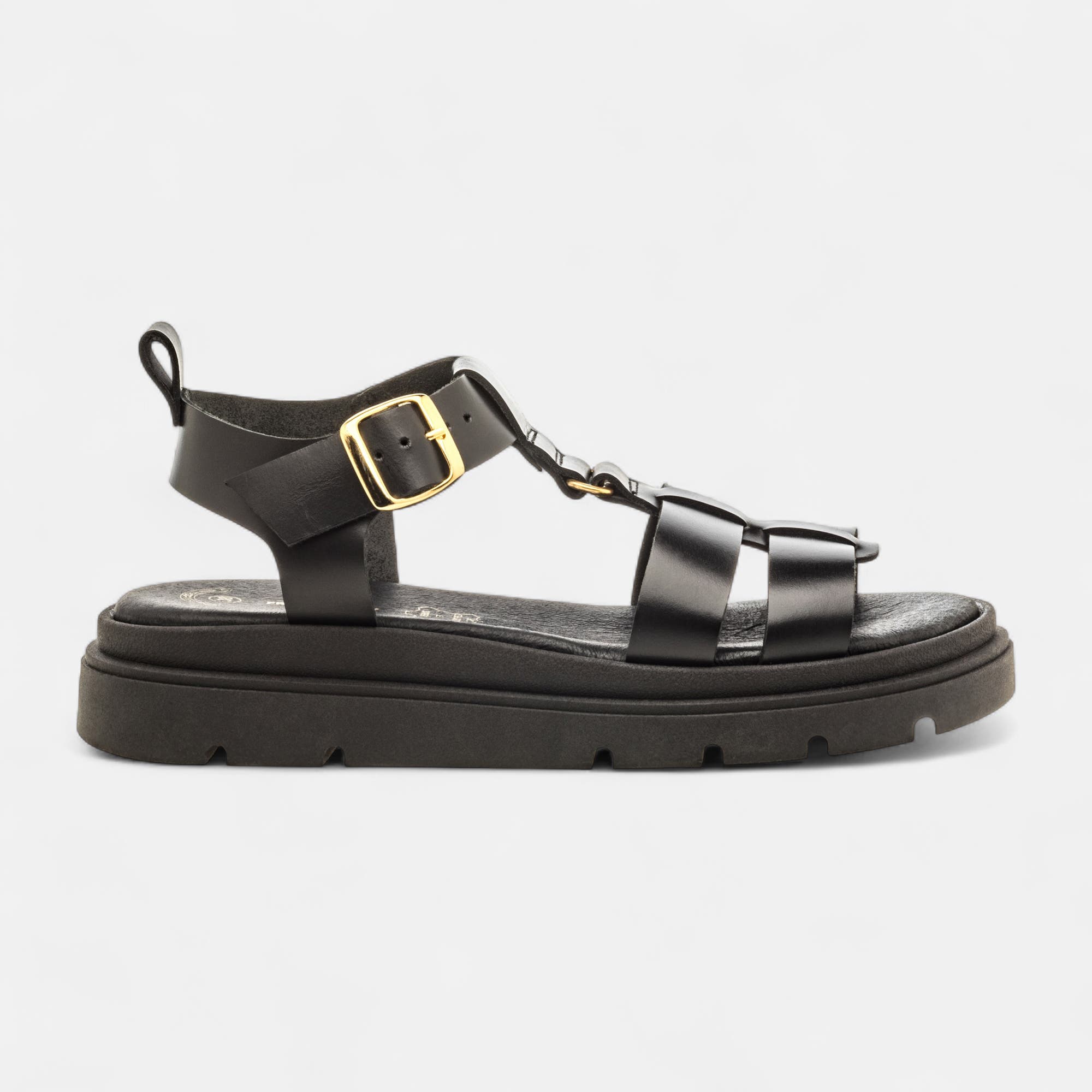 Sandales Femme en cuir noir