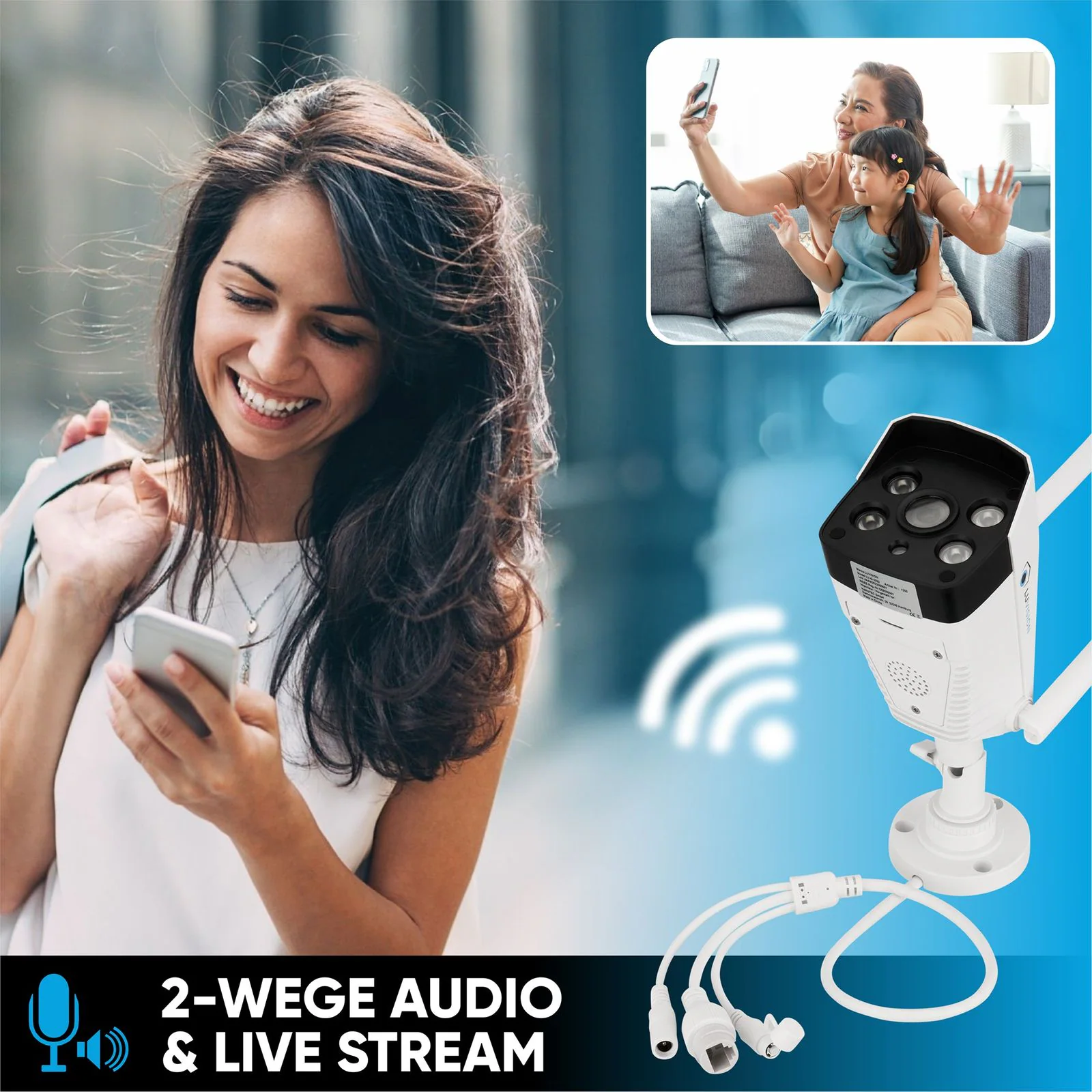 LUVISION 4G / LTE Spotlight 3MP IP Überwachungskamera Kamera mit SIM Mobilfunk Karte Sirene Outdoor
