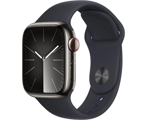 Apple Watch Series 9 GPS   Cellular 41mm Graphite Stainless Steel Case with Midnight Sport Band - M/L