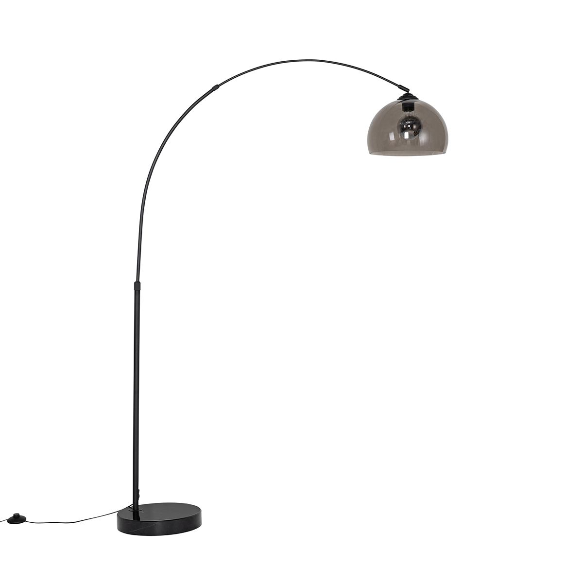 Moderne booglamp zwart met smoke glas - Arc