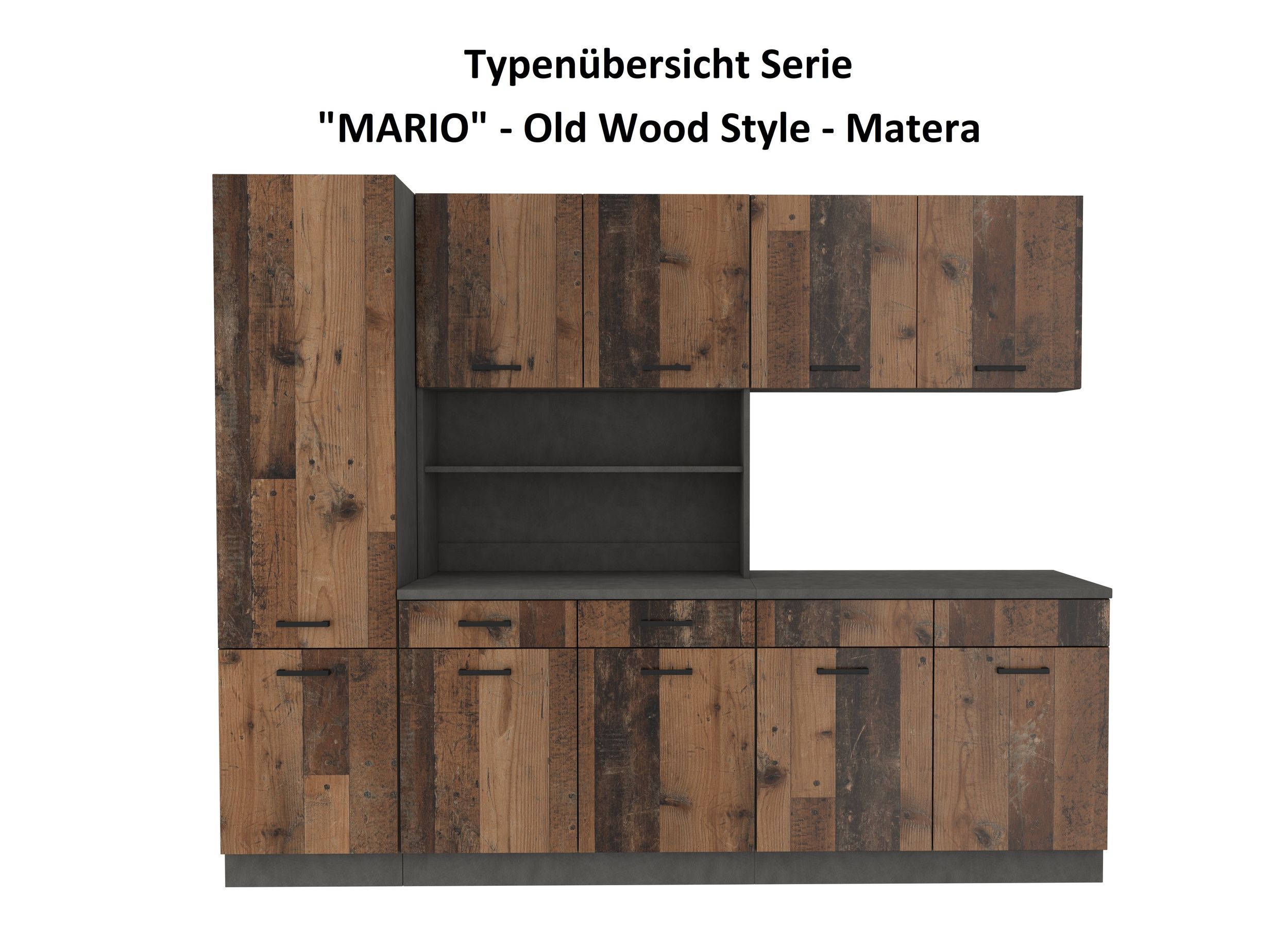 Buffet Küche Mario 150 Küchenzeile Küchenblock Einbauküche Old Wood Style Matera