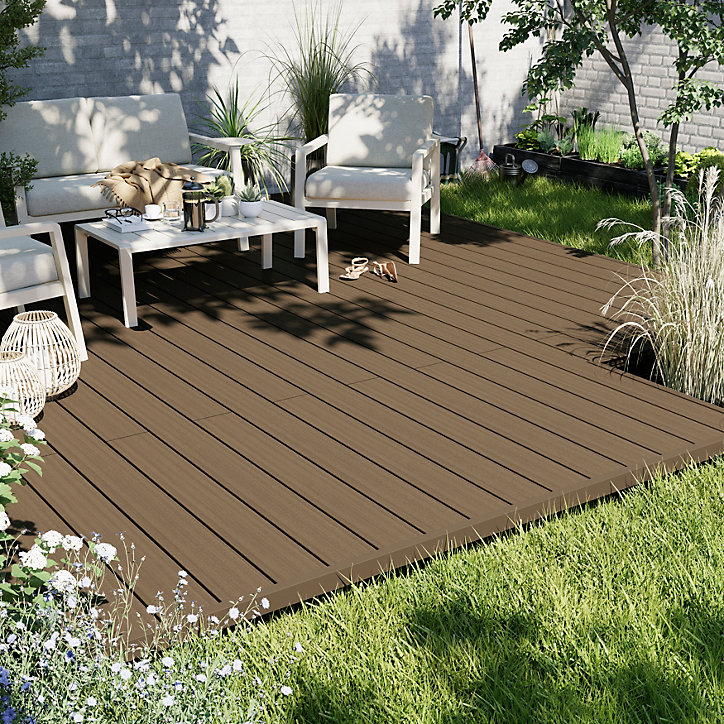 Profil de finition clipsable en composite Neva premium effet bois teck L.220 x l.14,5x H.5,2 cm