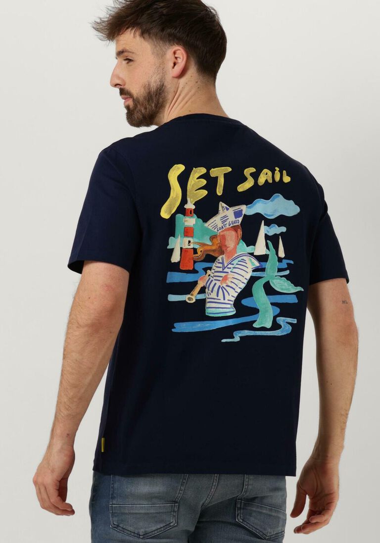 SCOTCH & SODA donkerblauwe scotch & soda t-shirt front back sailor artwork t-shirt