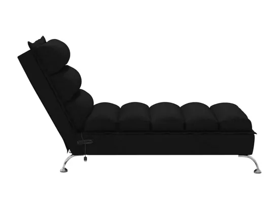 Chaise longue de massage avec coussins noir tissu