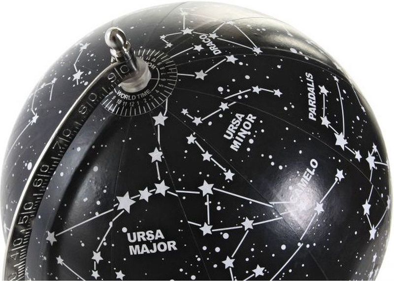 Items Wereldbol - homedeco globe - sterrenhemel - aluminium voet - zwart - 28 x 22 cm