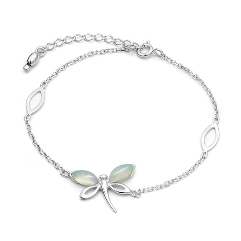 Bracelet papillon argent 925 et agate aqua