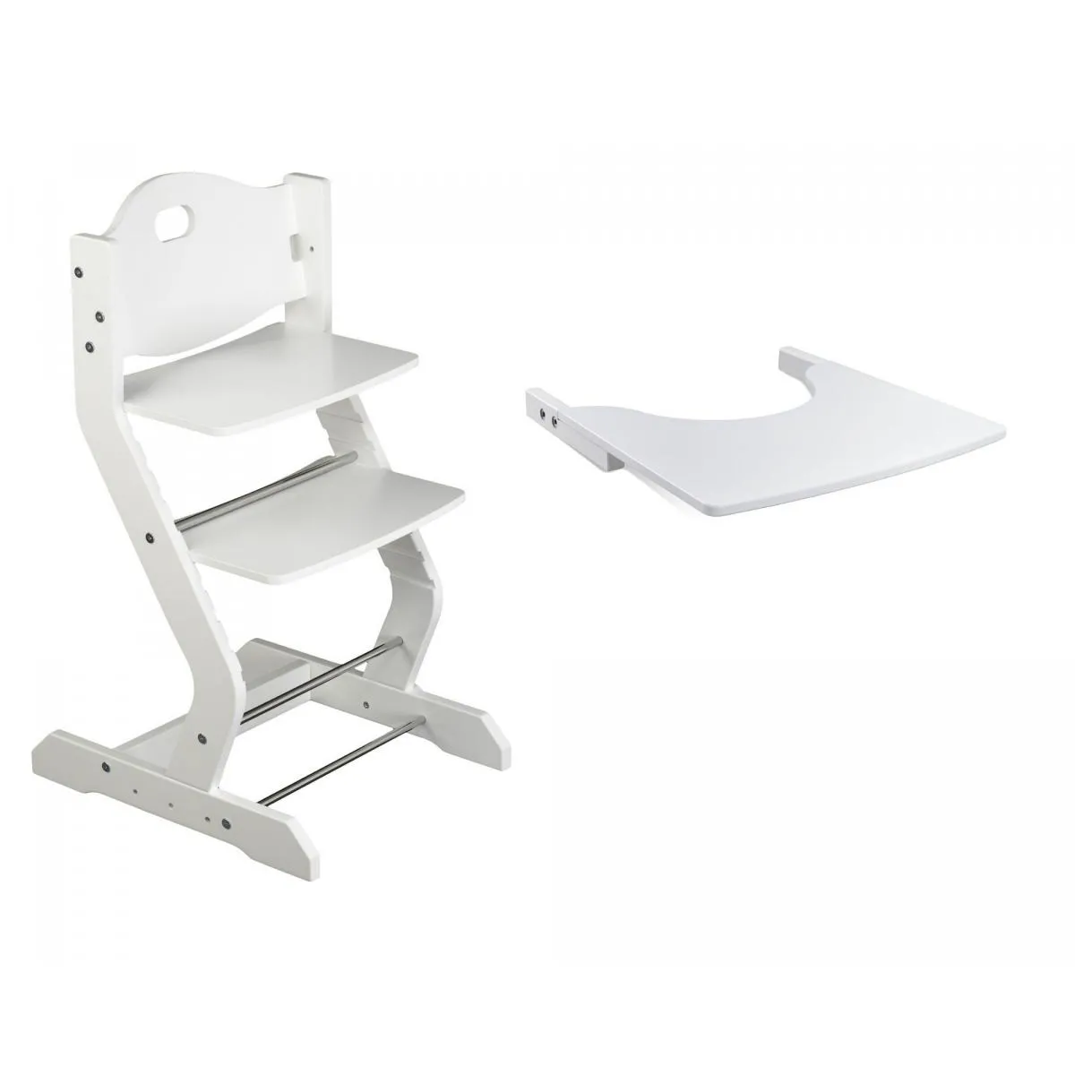 Tissi Chaise haute avec plateau - Blanc