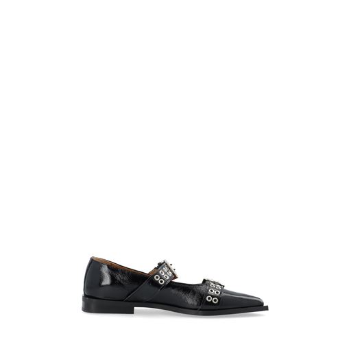 Bianco BIAVictoria Double Buckle Ballet Flat Nappalak, Black, 40