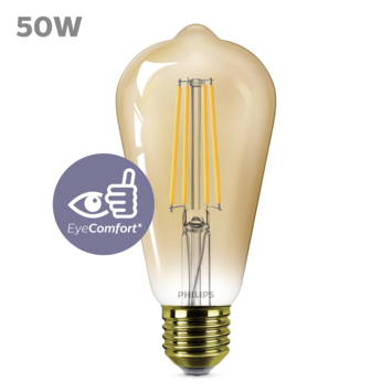 Philips LED edison E27 50W filament goud dimbaar