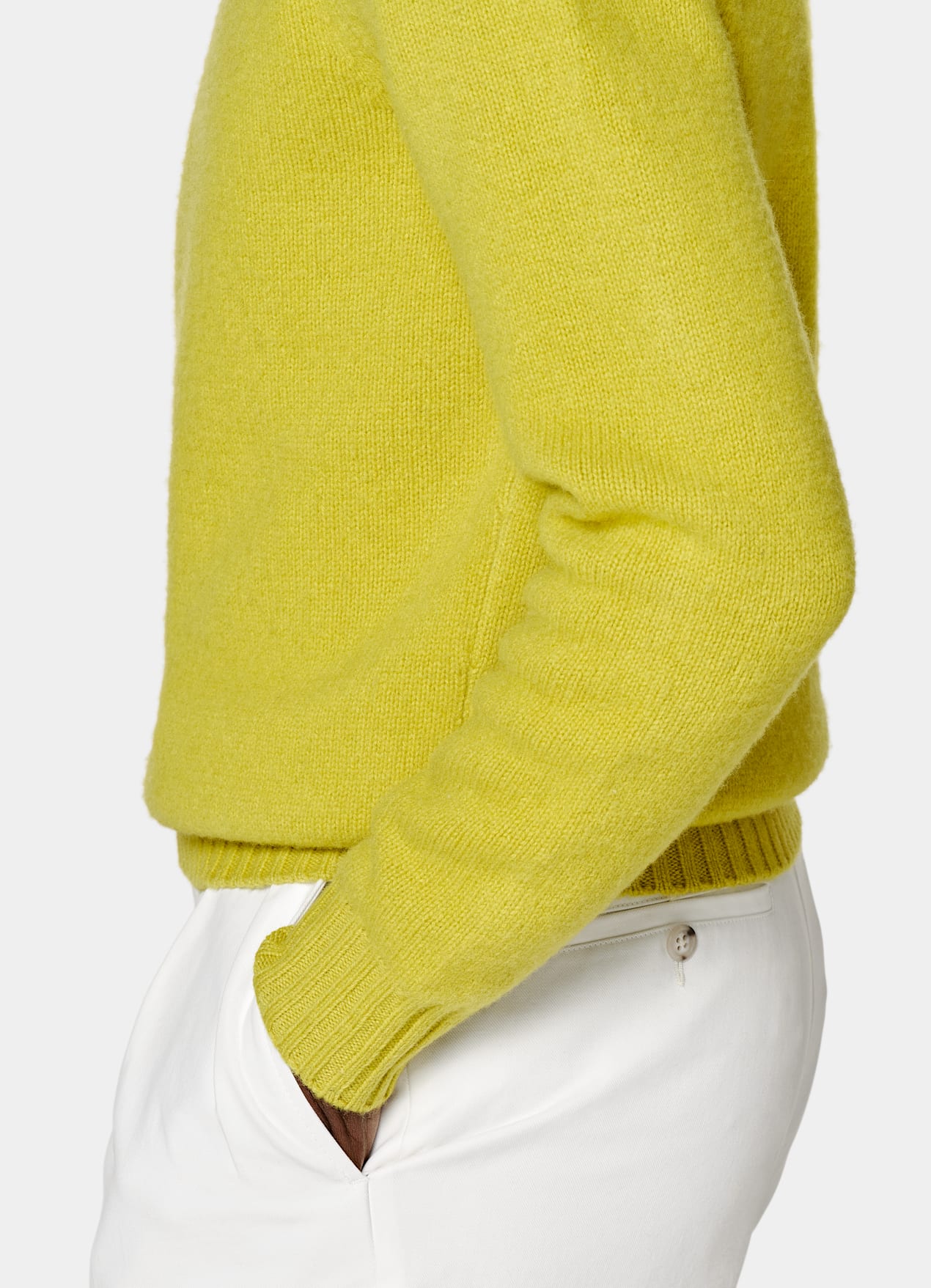 Pull col rond Merino jaune