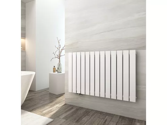 EMKE Radiateur eau chaude en acier Tube Plat Radiateur Mural Blanc 63x100cm 1343W Double Couche