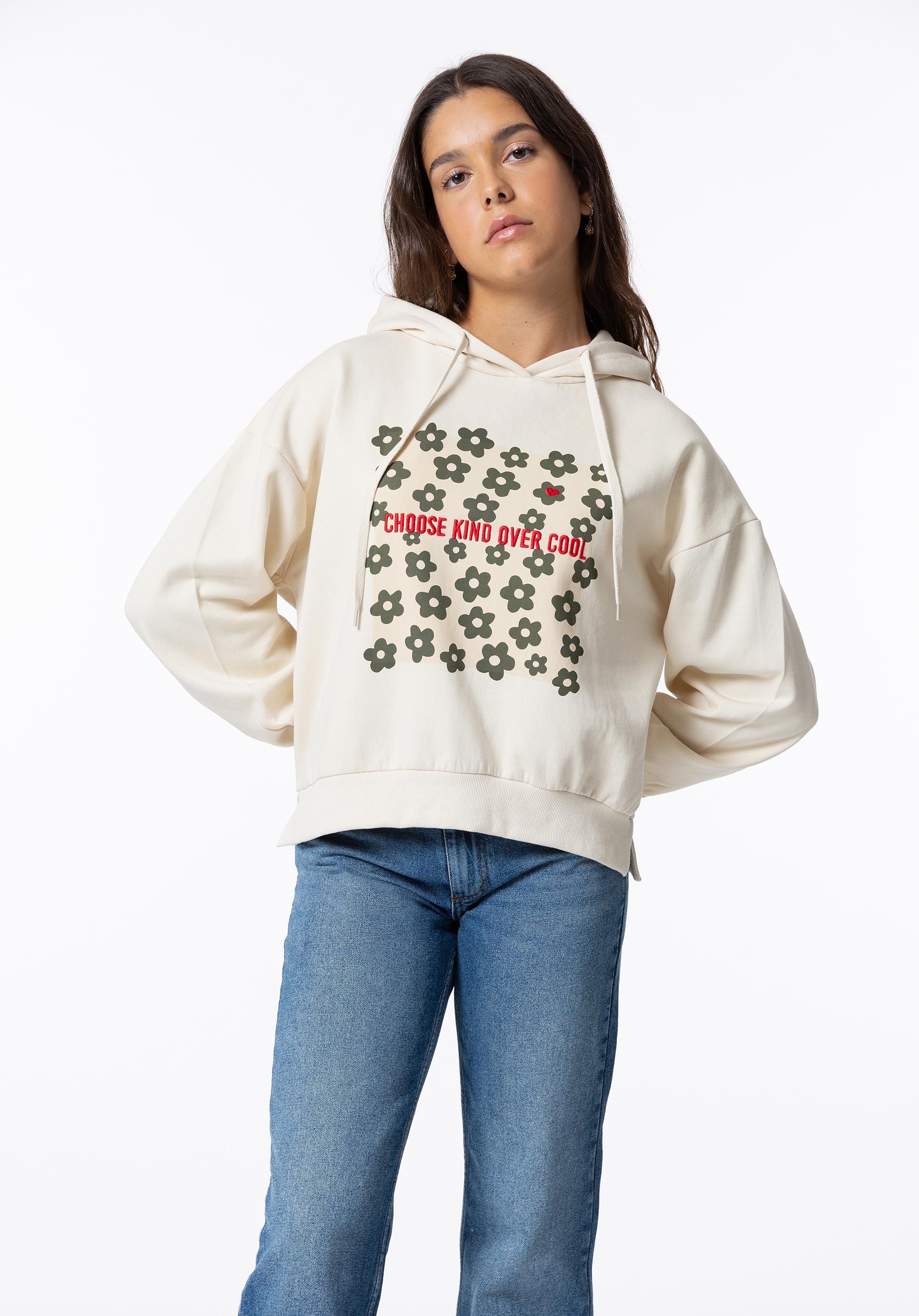 Hoodie com Estampado e Bordado Frontal
