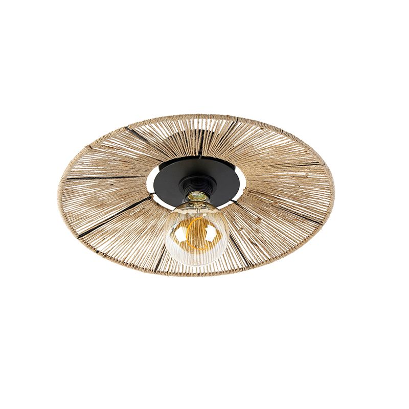 Landelijke plafondlamp zwart met touw - Sacha