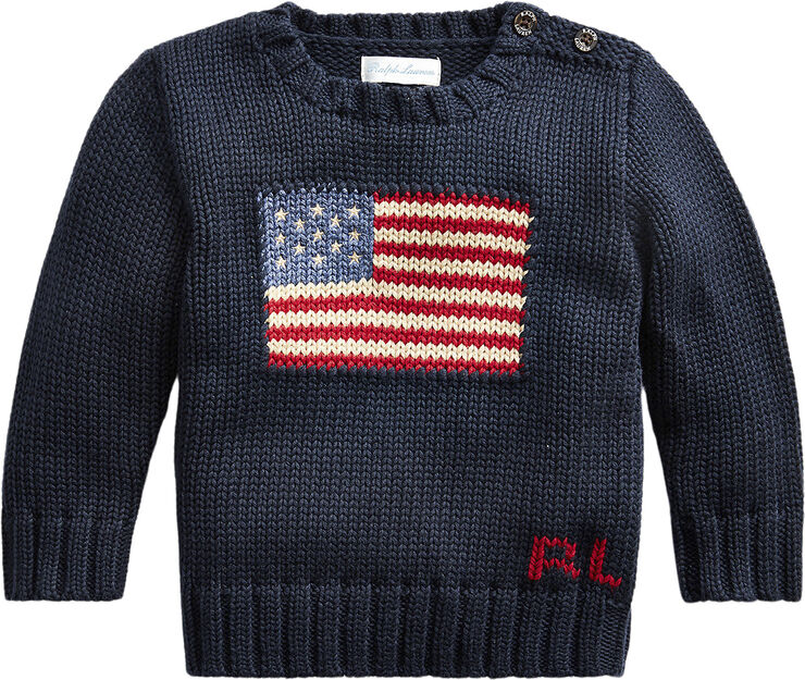 Polo Ralph Lauren COMBED COTTON-FLAG CN SWTR-TP-SWT Blå