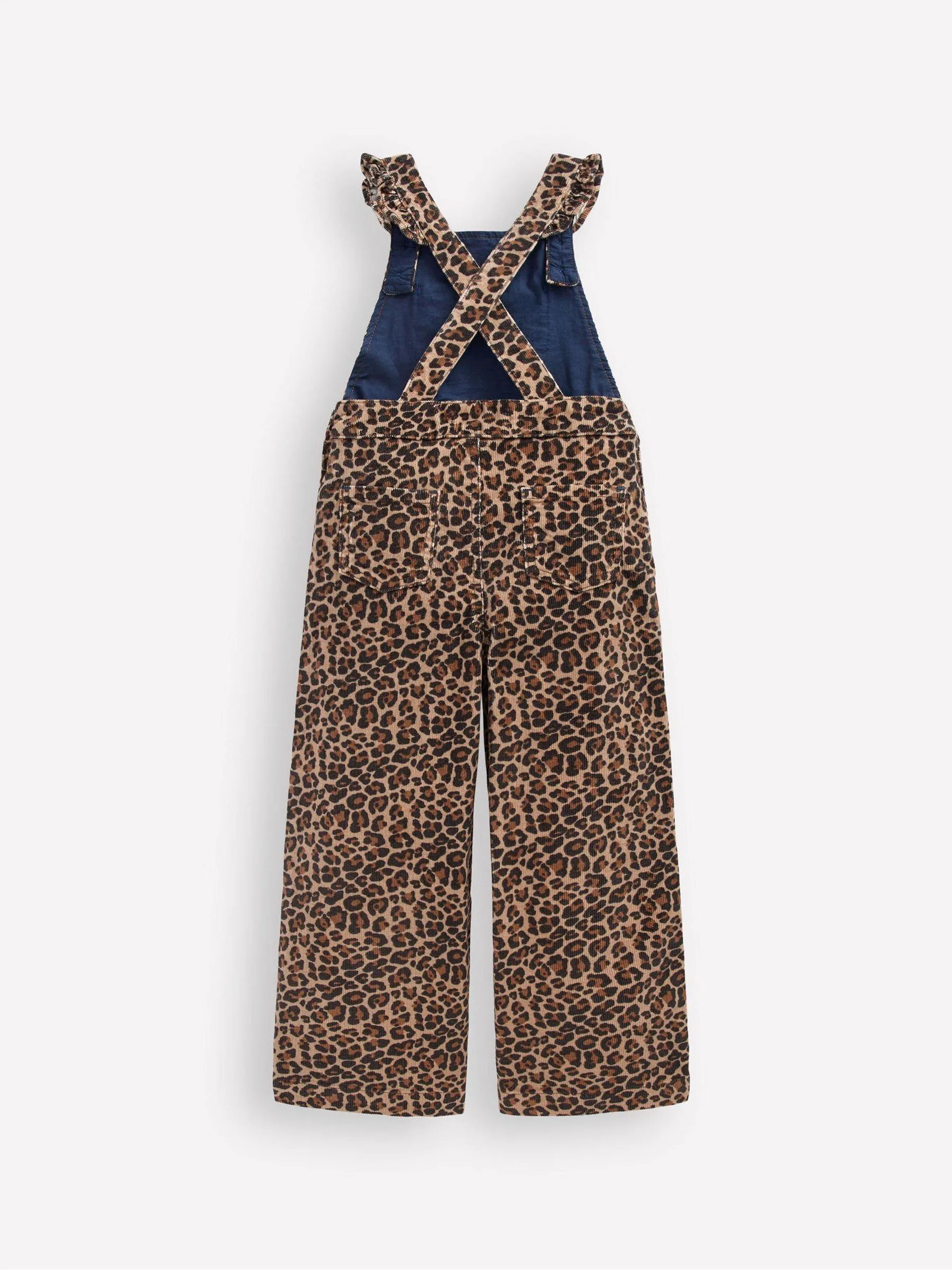 Boden Leopard Frill Dungarees