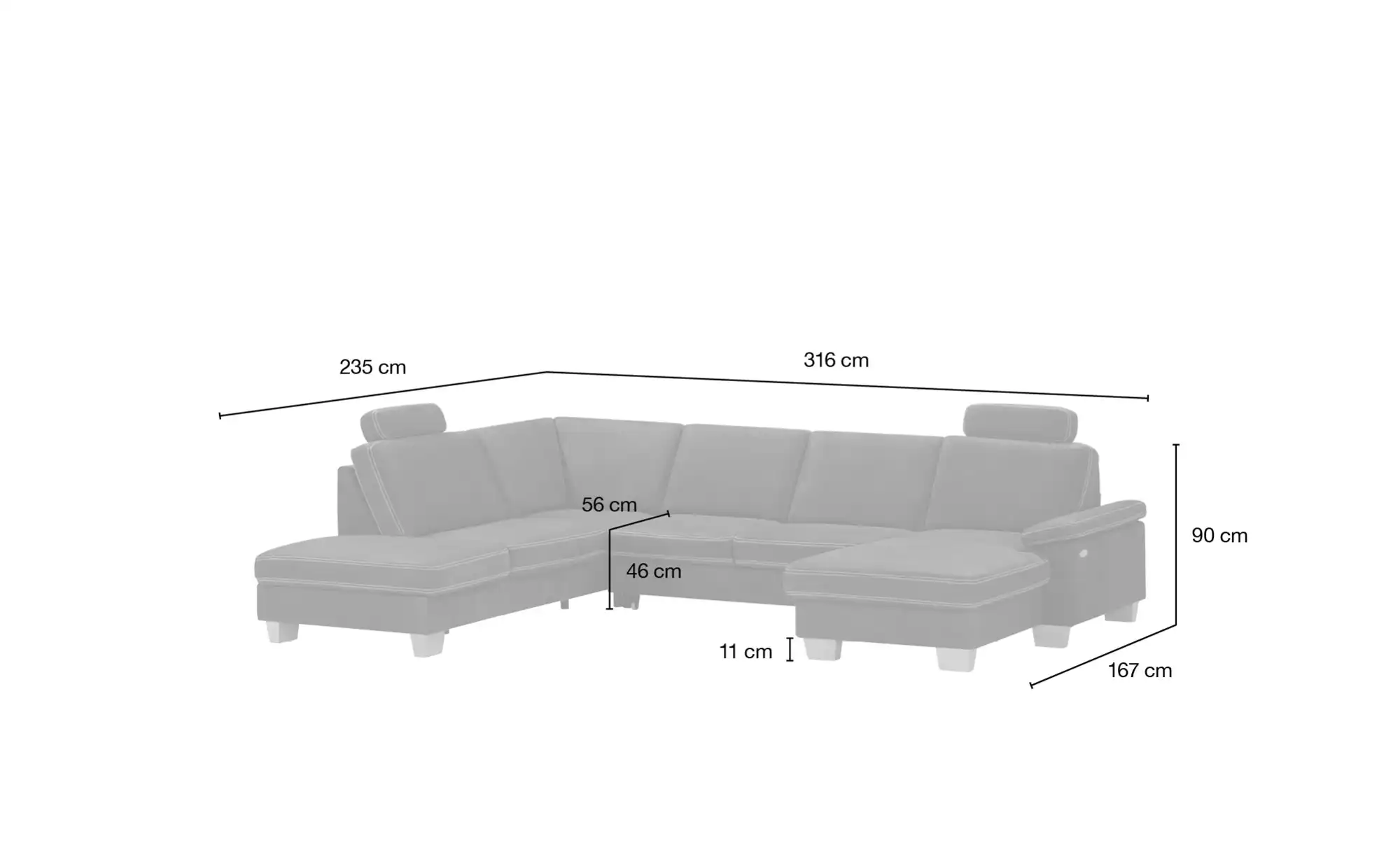 meinSofa Wohnlandschaft Leder Samu