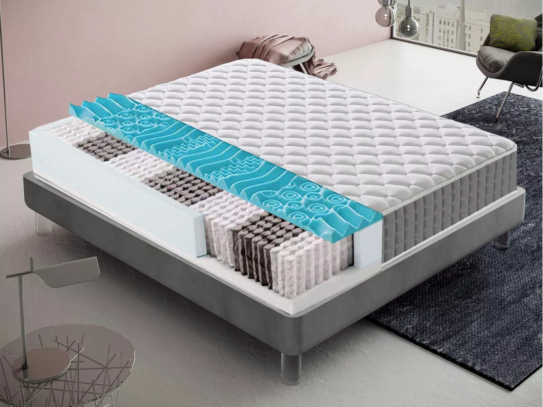Matelas à ressorts ensachés mémoire de forme 9 zones différenciées - Anatomique - 100x190 cm