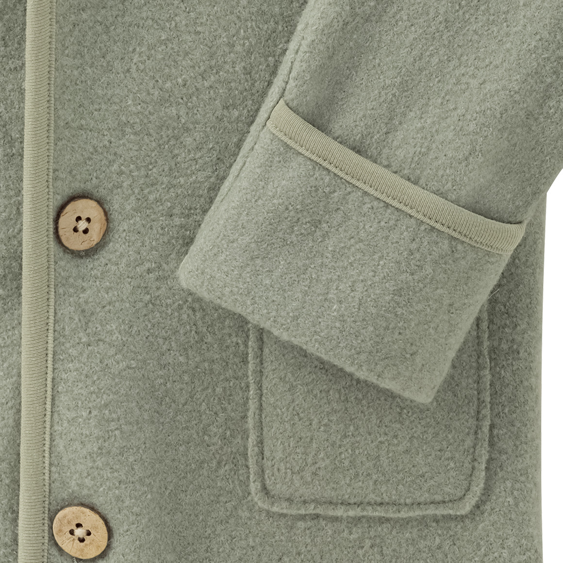 Topomini Pure Collection Baby Wollwalk-Jacke mit Umschlagbündchen salbei