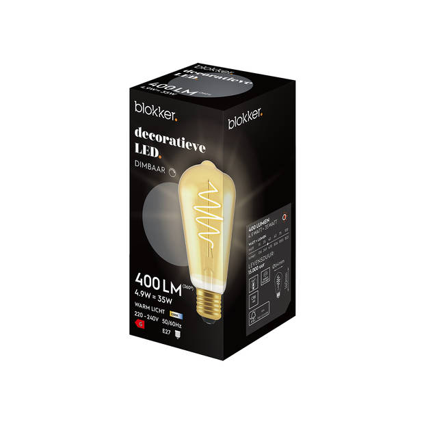 Blokker LED Bulb ST64 - 4.9W - E27 - Spiraal Goud