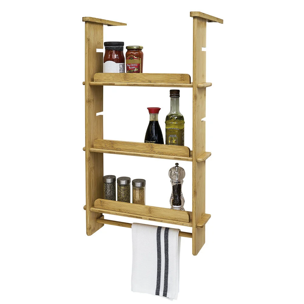 Étagère latérale pour réfrigérateur 3 niveaux en bambou 42x10xH73 cm