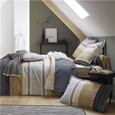 Linge de lit percale motif bandes géométriques