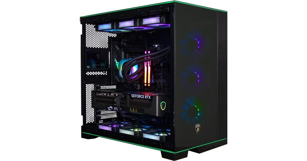 ALTERNATEThunderstorm Xtreme Lamborghini Ryzen 7 – RTX 5090 gaming pc  (Zwart | R7 9800X3D | RTX 5090 | 64 GB | 2 TB SSD + 2 TB SSD)