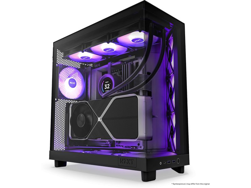 NZXT PC-Gehäuse H6 RGB Flow Schwarz Kompaktes Mid-Tower-Gehäuse mit hohem Luftstrom und RGB Lüftern
