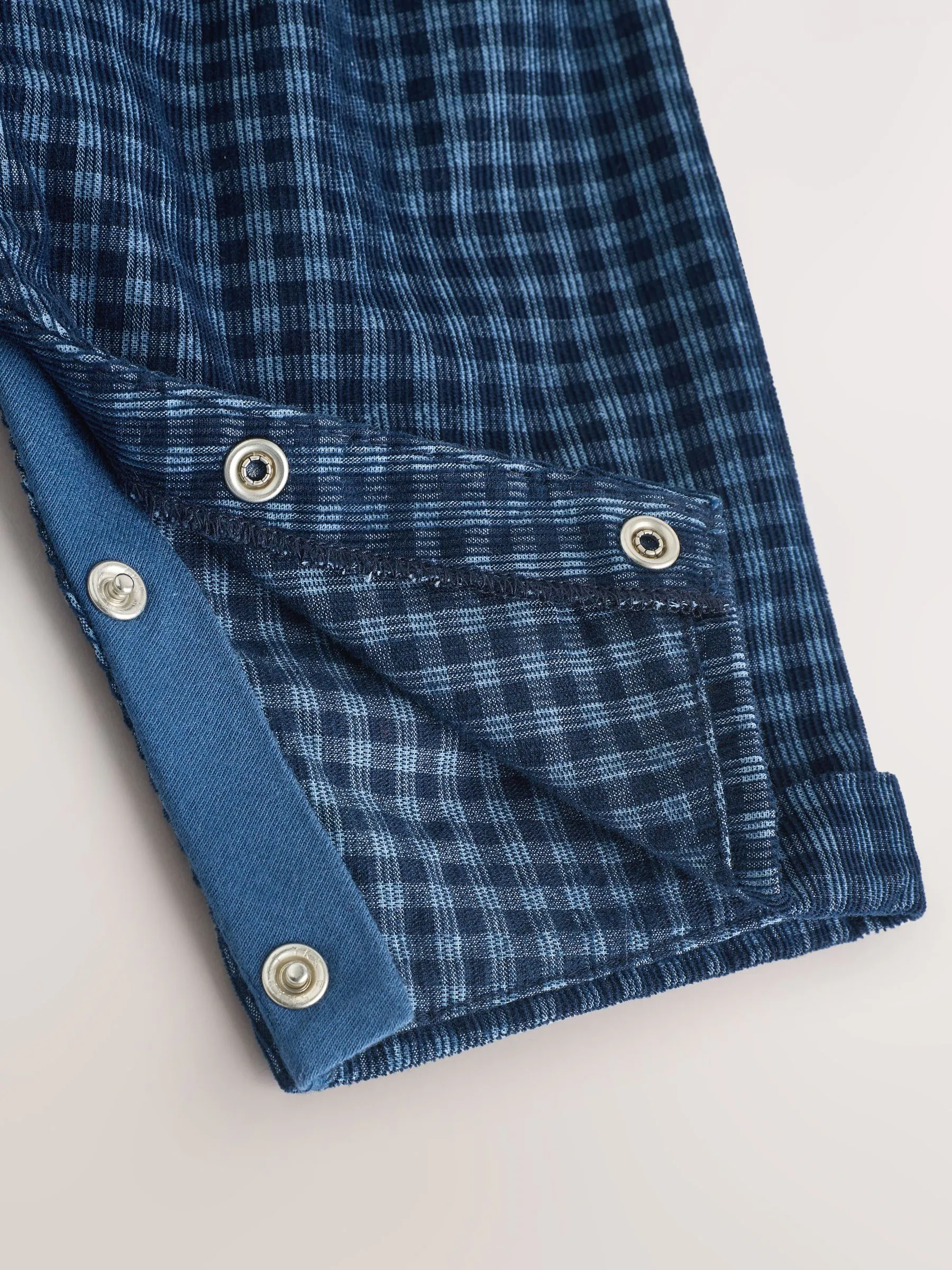 Blauw geruit - Babyset van corduroy tuinbroek en rompertje (0mnd-2jr)