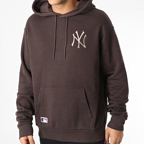 Sweat Capuche Large Embroidered Logo New York Yankees Marron
