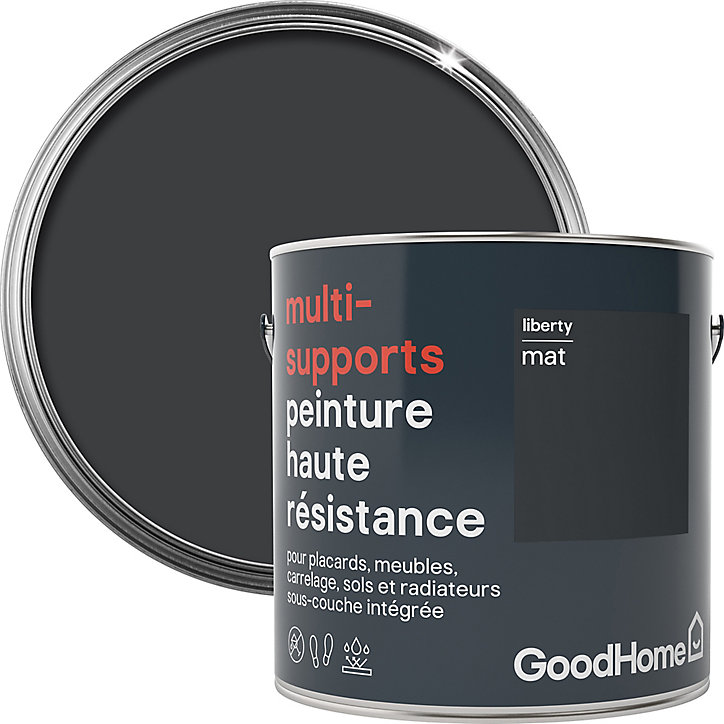 Peinture haute résistance multi-supports GoodHome noir Liberty mat 2L