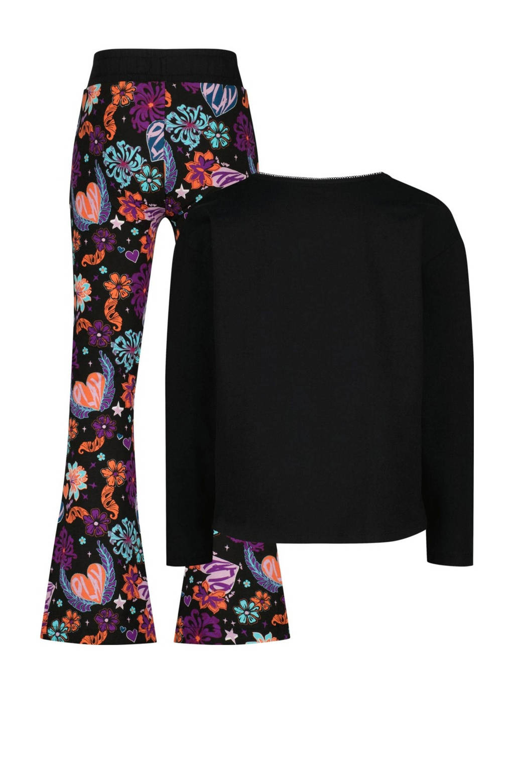 Vingino pyjama Weike met all over print zwart/paars/roze