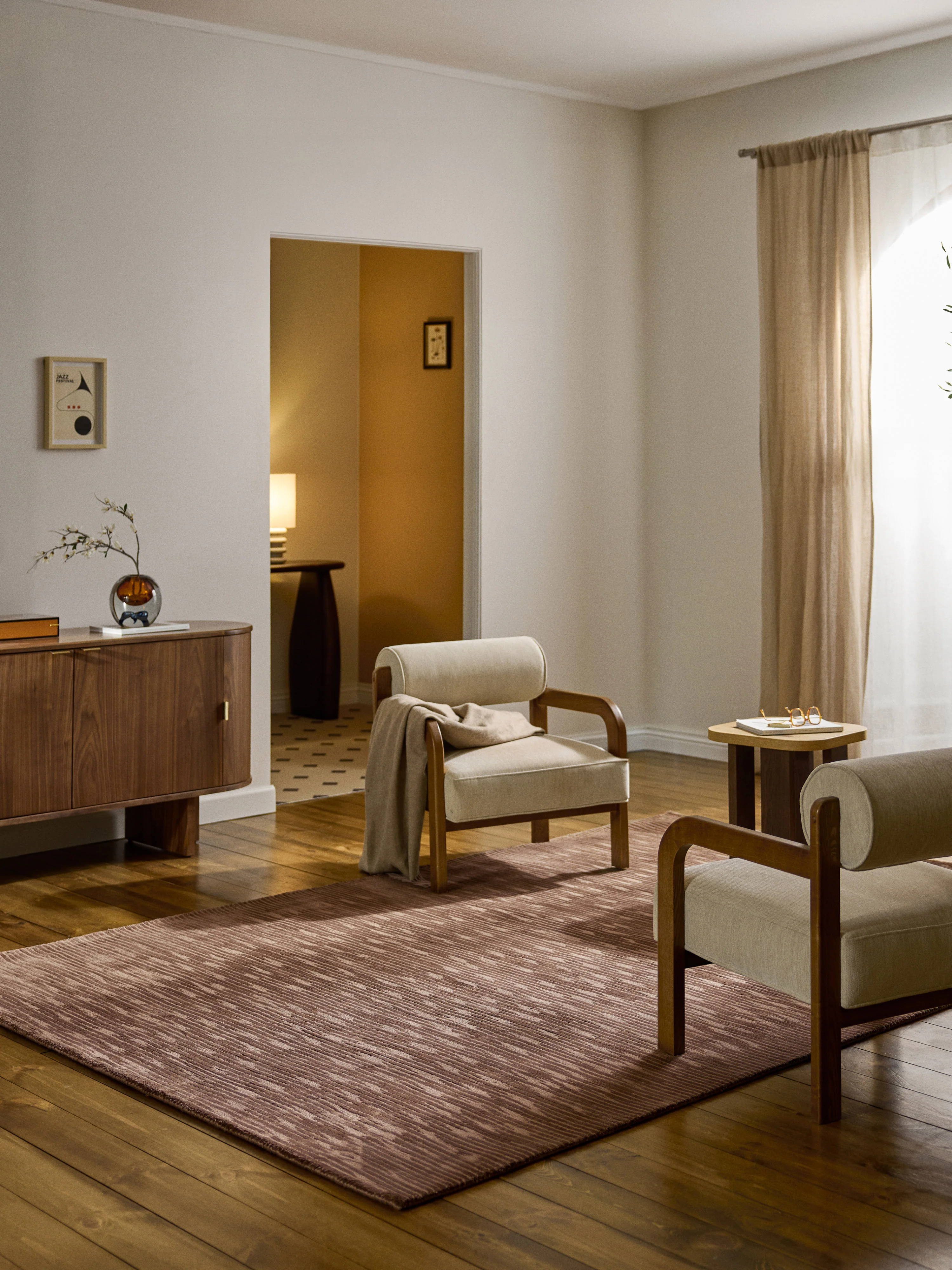 Handgeweven lyocell vloerkleed Oriana