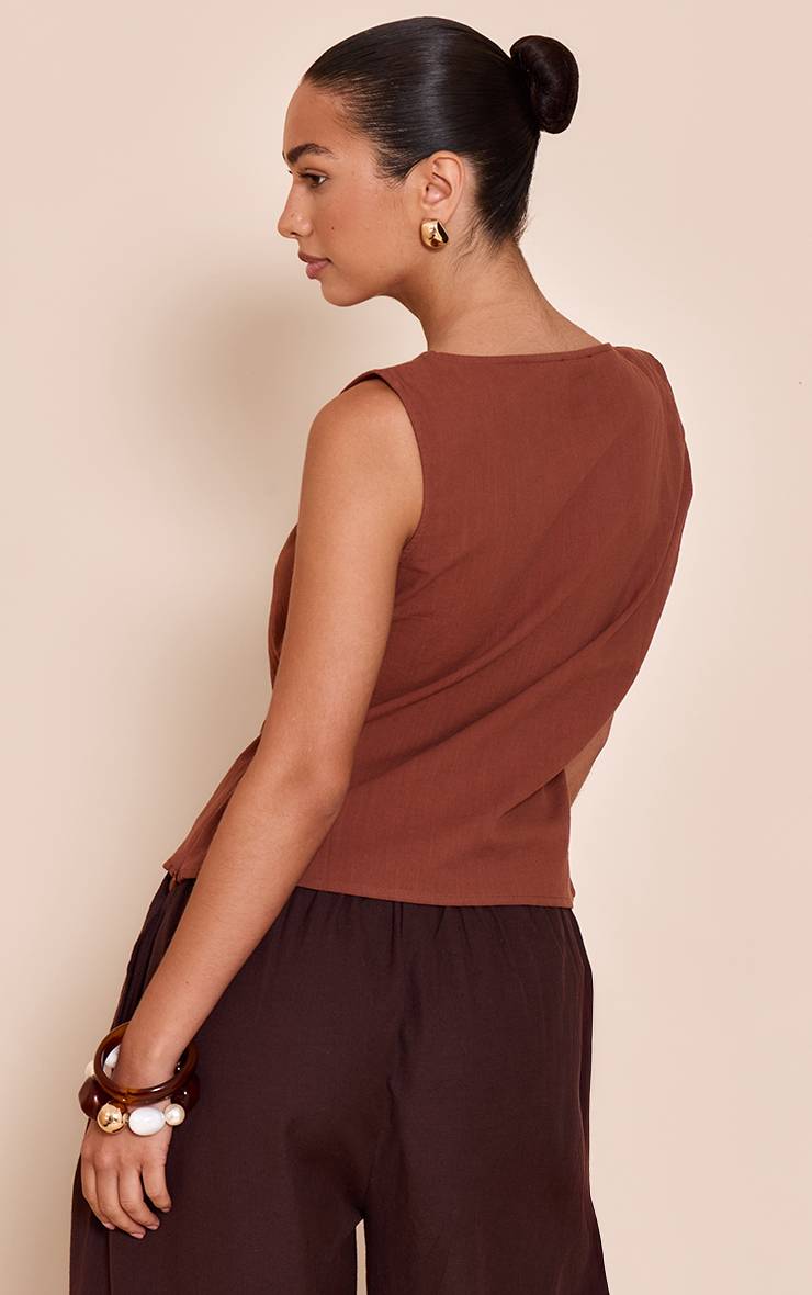 Chocolat Top Sans Manches Boxy Avec Détail Torsadé