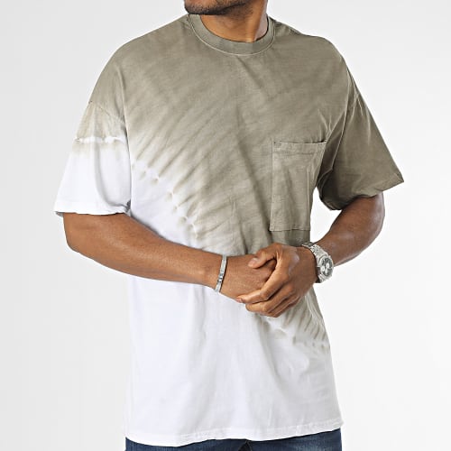 Tee Shirt Poche Blanc Vert Kaki