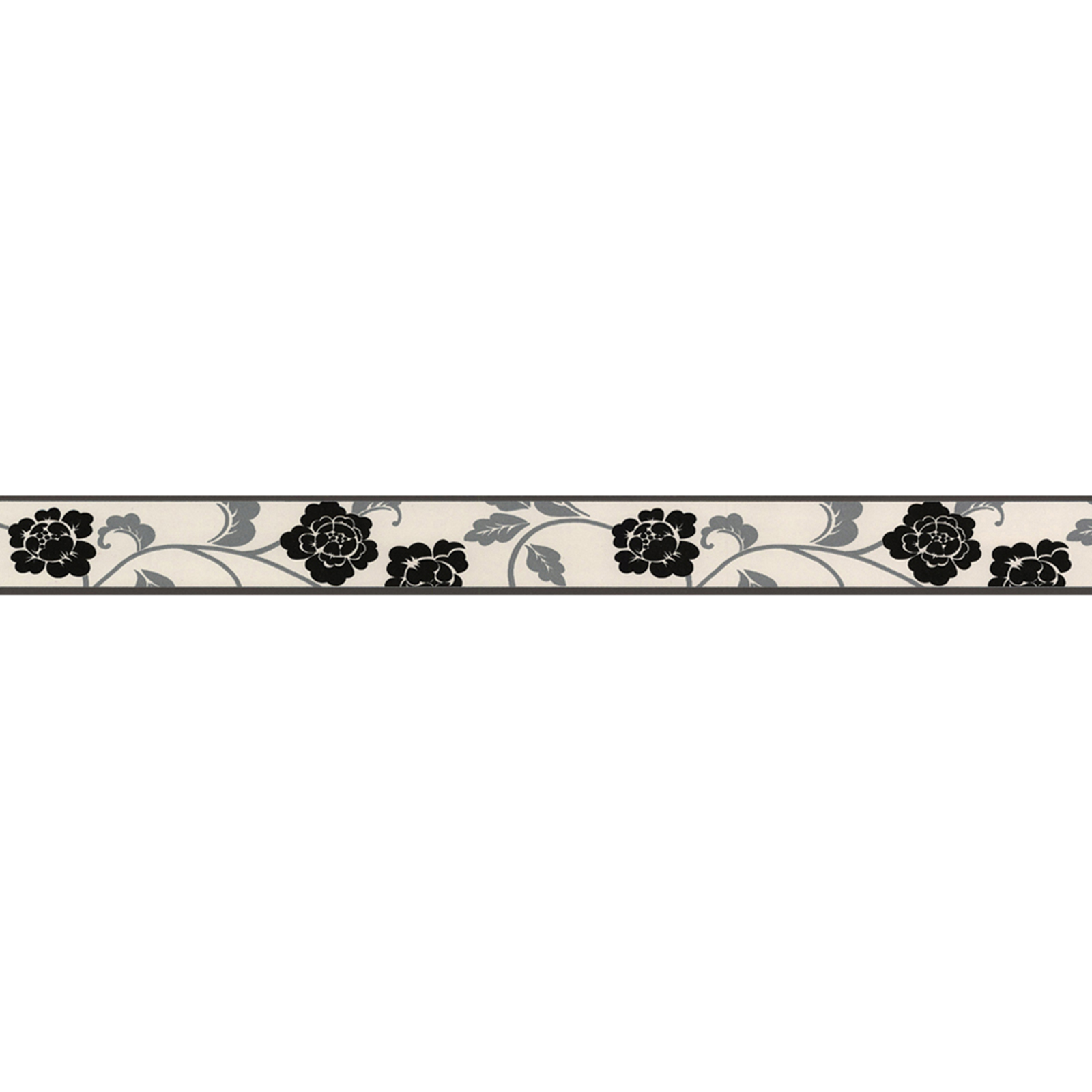 Vinyl-Borte ONLY BORDERS 7 - schwarz - Blumen - 5 cm