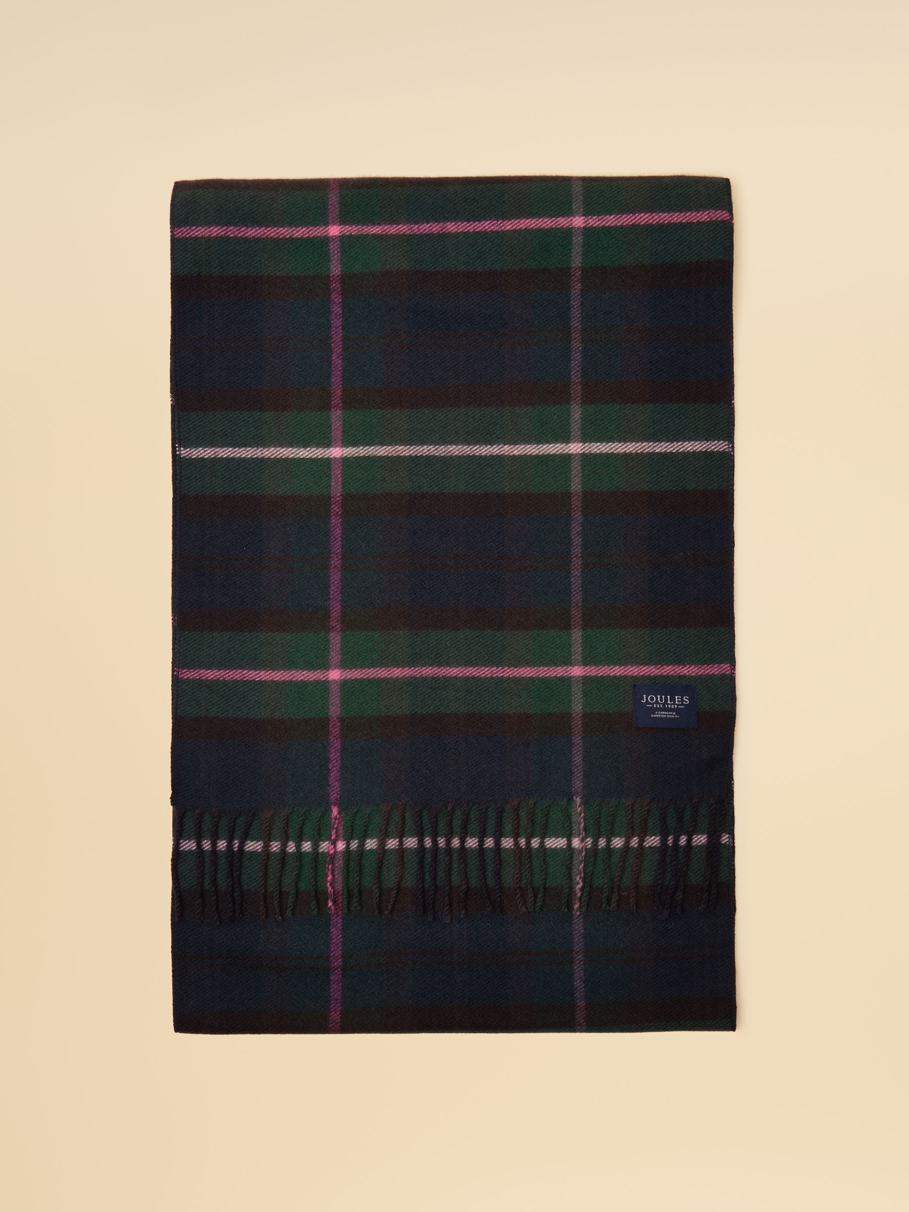 Navy & Pink Check - Joules Langtree Large Scarf