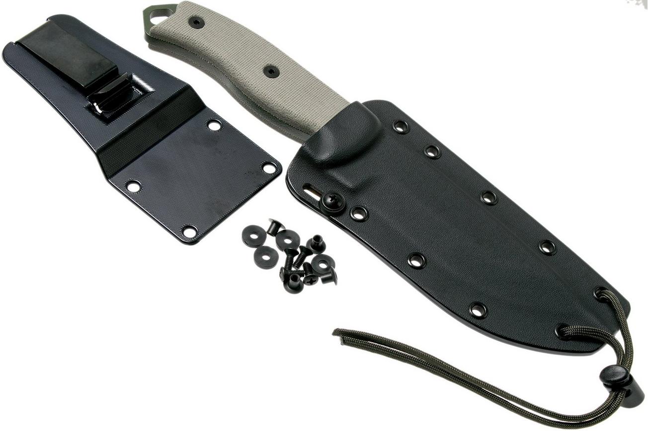 ESEE Model 5 OD blade, desert tan handle 5P-OD met kydex schede   riemclip
