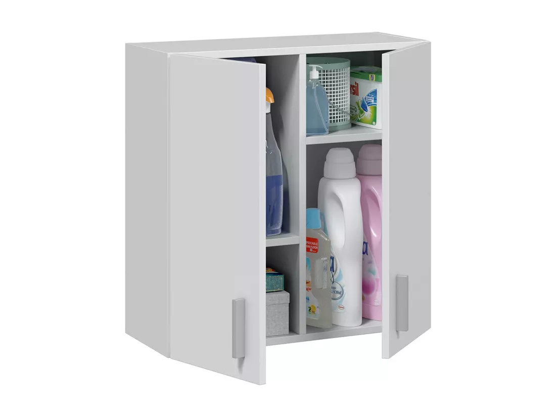 Armoire de rangement suspendue avec 2 portes coloris blanc - H60 x L59 x P26.5 cm