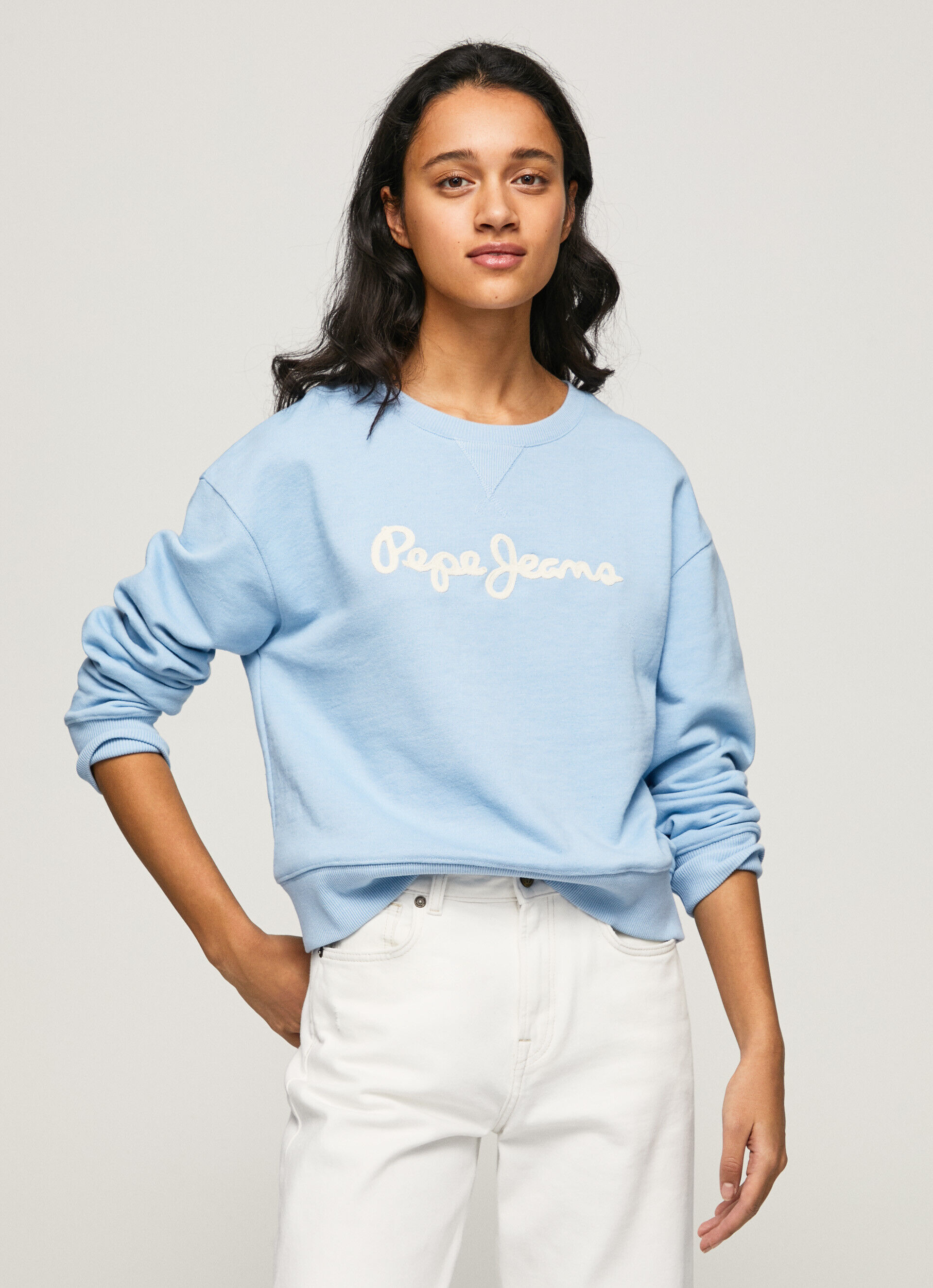 MOLETOM COM LOGOTIPO ESTAMPADO - azul-marinho