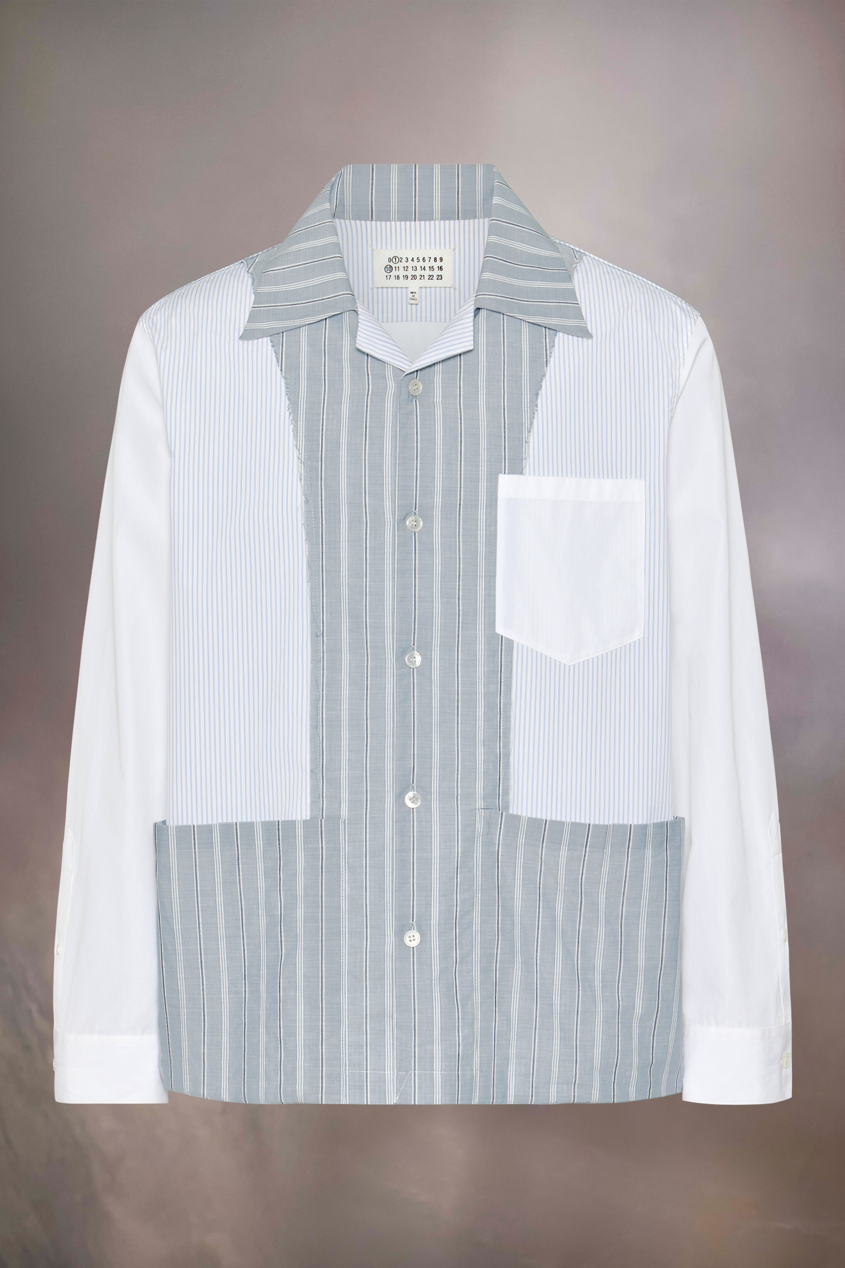 Chemise patchwork à fines rayures