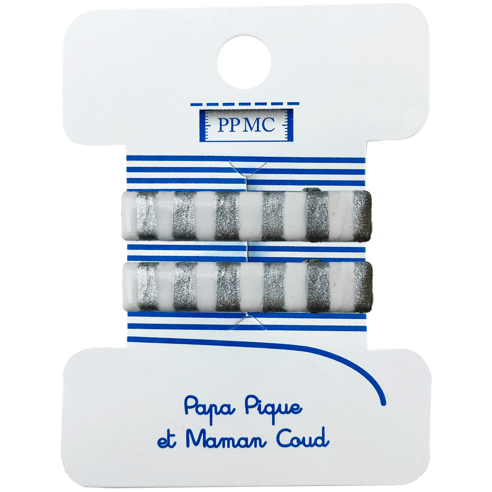Petite Barrette Croco Rayé Bleu Blanc
