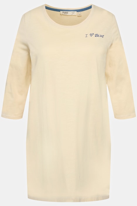 Shirt, Herz, Zipfelsaum, Rundhals, 3/4-Arm, Biobaumwolle