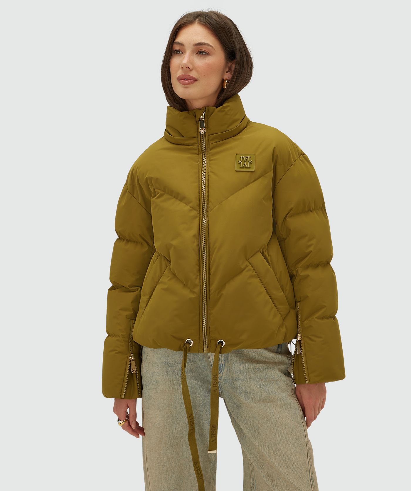 JV-BRENNA oversized puffer jas - olive green