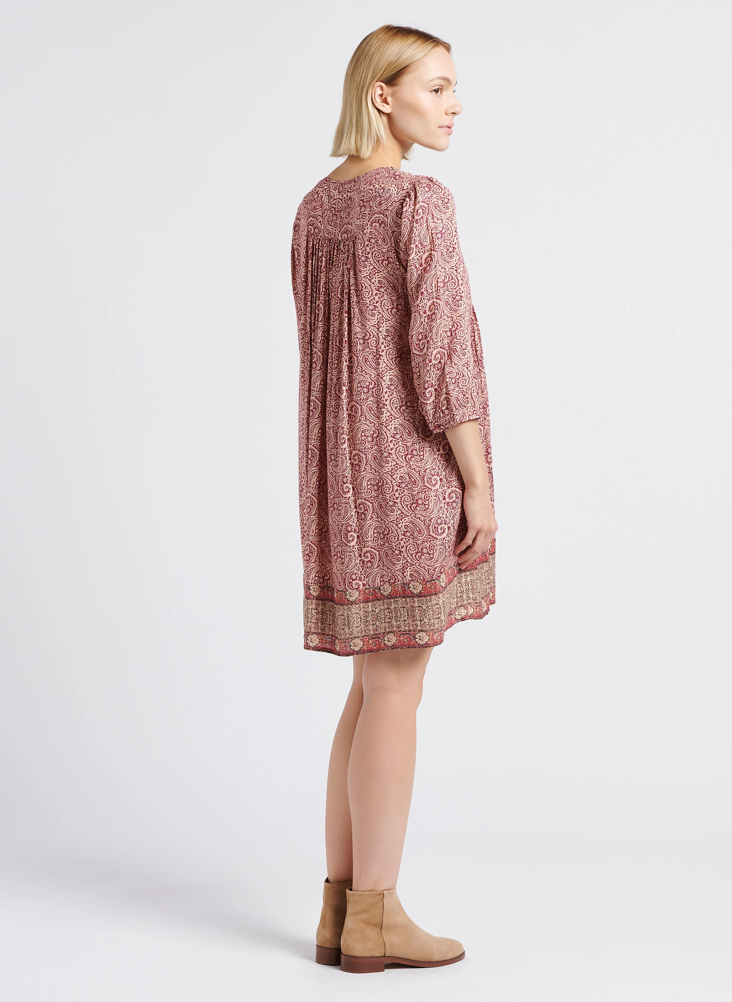 LOUISIANA - Robe courte col V imprimée| Rose