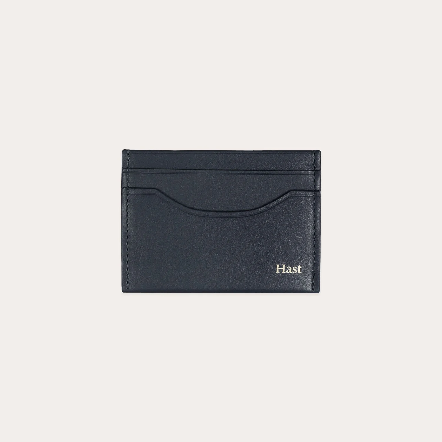 Navy smooth leather card holder