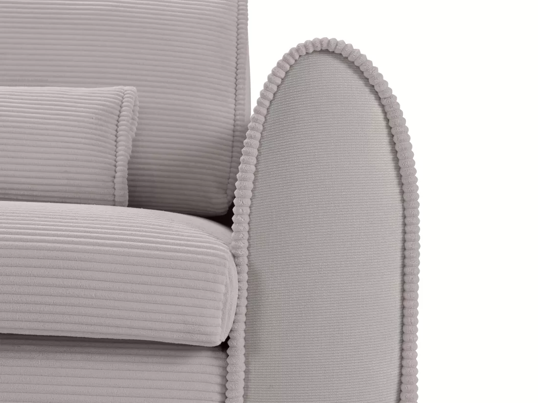 Canapé d'angle convertible et réversible en velours côtelé gris clair RISTANO